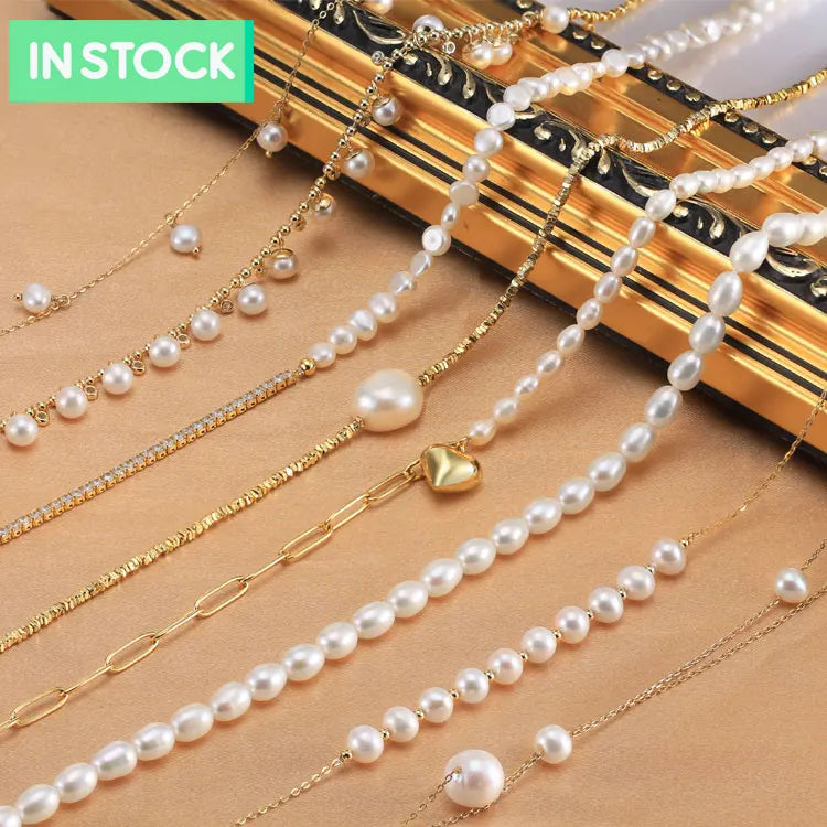GPN-2 Waterproof Pearl Women Jewelry Accessories Joyeria 14K Gold Chain Choker 925 Sterling Silver Freshwater Pearl Necklaces