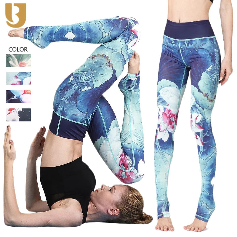Custom Fitness Workout Leggings Tight Printed Yoga Pants Sports Running Sexy Push up Elastic Slim Seamless Women Yoga Legging