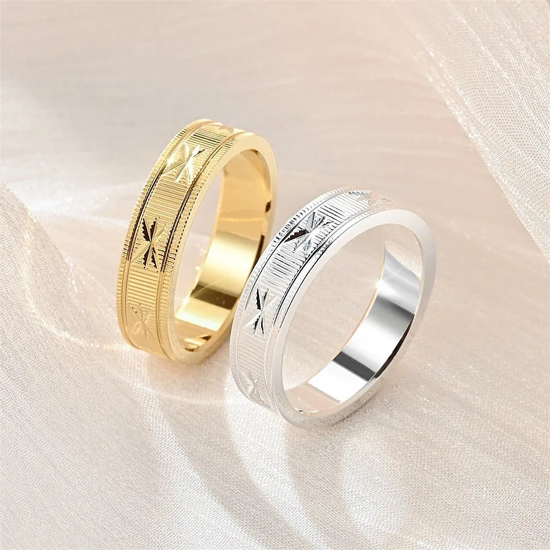 Wholesale Light Luxury Handmade Jewelry Rings Maple Leaf Carving Fashion Couple Rings for Wedding and Gifts