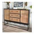 INNOVA Modern Antique Wood and Metal Rectangular Storage Console Table with Drawers for Dining and Entry Living Room Furniture
