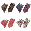 Men 6cm Slim Floral Neckties With Matching Pocket Square Set Handmade Cotton Tie Men's Flower Ties Hanky for Wedding Mata or OEM