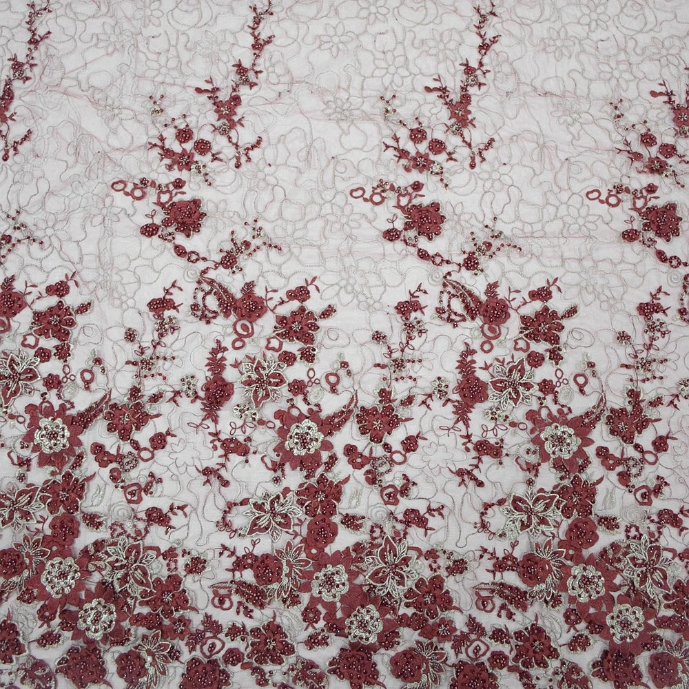 HY0771 French Hand Beaded Lace Fabric Luxury Sequins Lace Fabric Wedding Dress 3d Bridal Embroidered Mesh