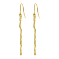 Geometric 925 Sterling Silver Textured Bars Earrings 18k Gold Plated Long Branch Design Tassel Earrings