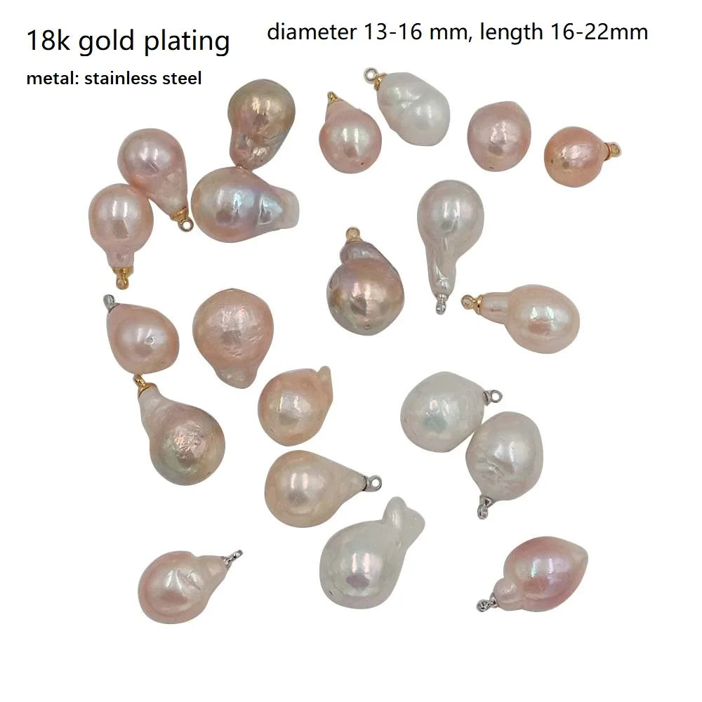 Wholesale Price11-13 mm Big Baroque Nature Freshwater Pearl With Stainless Steel Hanger DIY High Luster PEARL