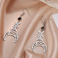 Vintage Witch Moon Pentagram Earrings for Women Witchcraft Knot Stainless Steel Jewelry Drop Earrings Gift Wholesale