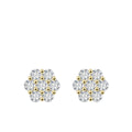 14K Gold Plated 925 Sterling Silver VVS Fine Jewelry Multi-Size Radiance Flower Stud Earrings for Men Moissanite Collection