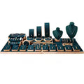 Dark Green Velvet Fabric Jewelry Counter Display Tray Wood Stand for Necklace Earrings Ring-Versatile Storage and Display