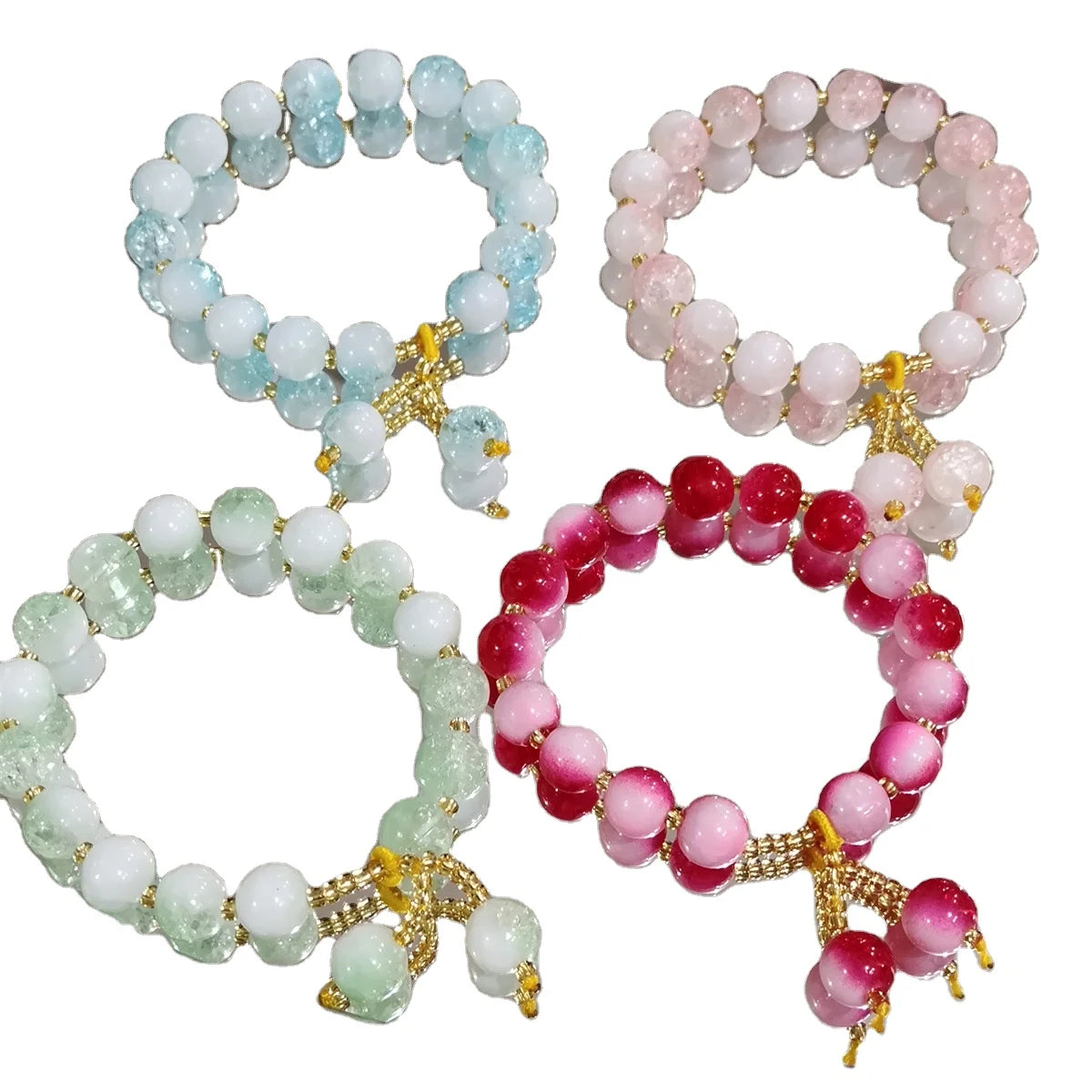 Trendy Candy Color Crystal Bracelet Adjustable Beaded Bracelet Glass Beads Fine Jewelry Bracelets Jewelry for Women Girls