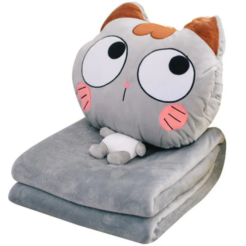 Cute Soft  3 in 1 Anime Pillow Toy Stuffed Adult and Kids Animal Pillow Blanket