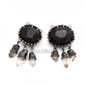 PM43619 Soldered Jewelry Natural Garnet Clear Crystal Free Form Pendant Antique Silver Plated Boho Bohemian Pendant