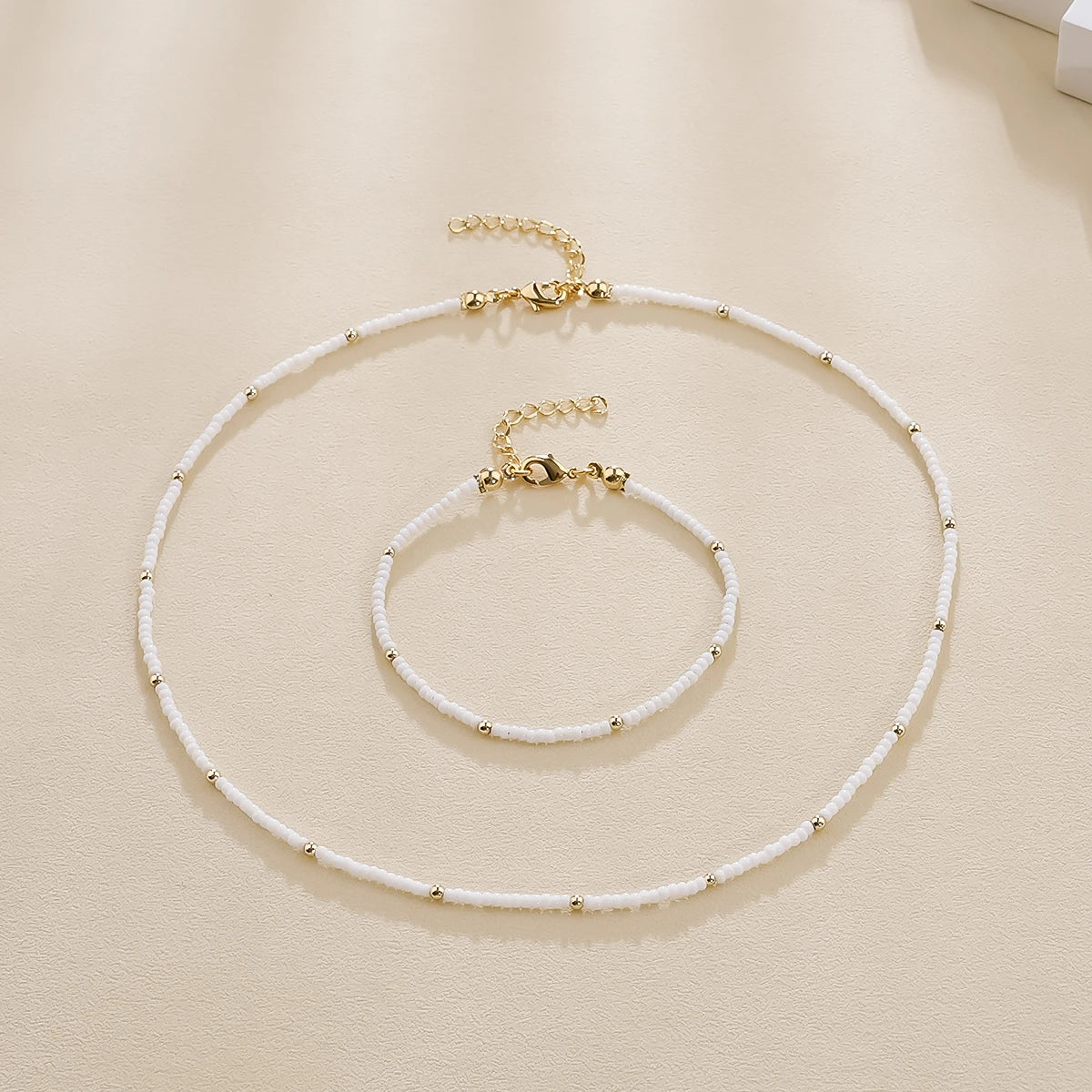 Factory Directly Hot Saling Fashion Luxury Handmade Beaded Necklace & Bracelet Jewelry Set for Women