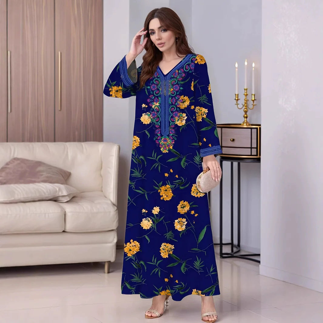 Moroccan Style Kaftan Abaya Evening Dress for Women Ethnic Arabic Clothes