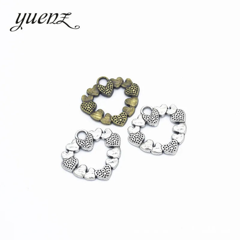 YuenZ Hearts Charms Antique Silver Color Metal Pendants for Jewelry Making Necklace Bracelet Jewelry Findings 26*25mm A46