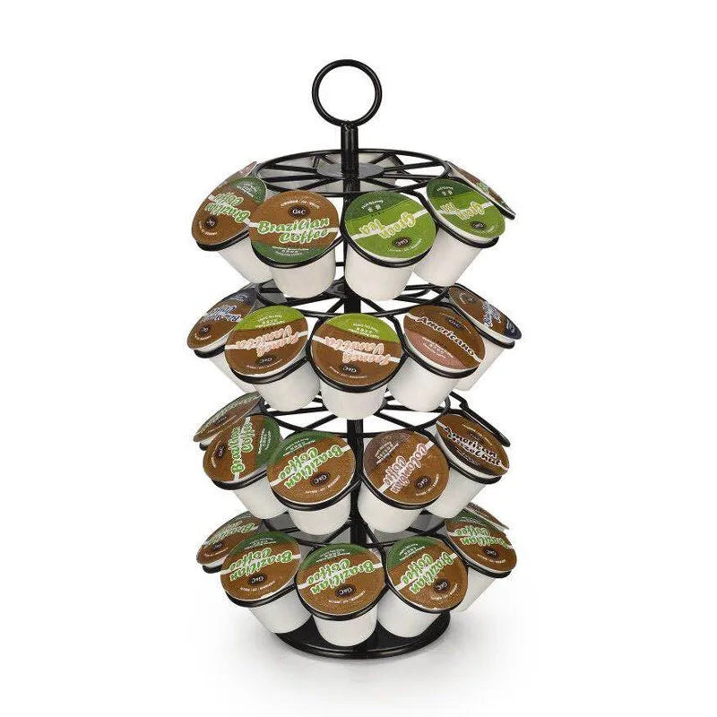 36Pcs Black Metal Christmas Tree Rotatable Coffee Capsule Holder Home Organizer for K-CUP Dolce Gusto