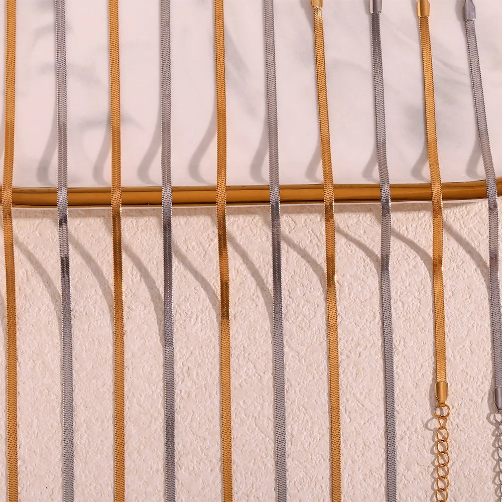 Dreamshow Minimalist PVD Gold Plated Chain Jewelry Stainless Steel Blade Chain Necklace Fashion Jewelry Body Chain