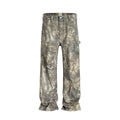 Custom Camouflage Stacked Pocket Fashion Street Regular Cargo Pants Designer Straight Mid Rise Softener Knitted Jeans