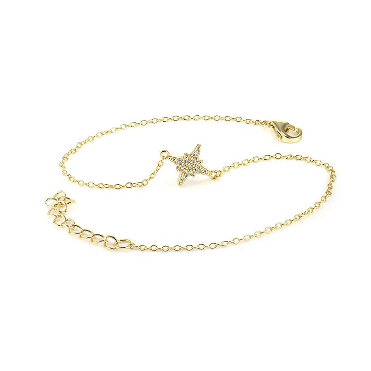 Classic Rhodium Plated or Sterling Silver Letter Shape Bracelet with Zircon for Women's Wedding Parties Gift