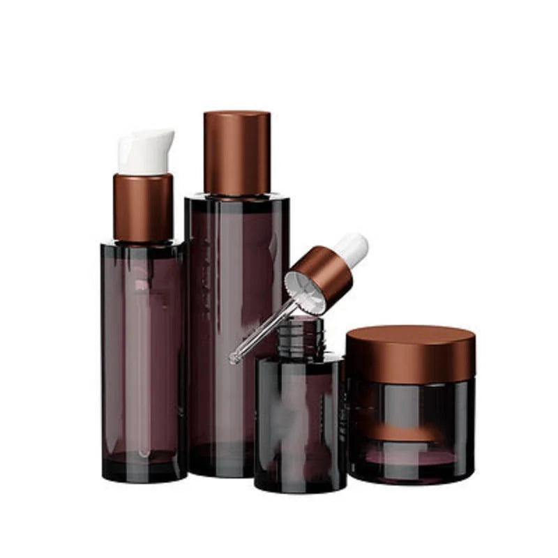 High-End PETG 30ml/50ml/120ml Dropper Bottles Thick Wall Cosmetic Jars Screen Printing for Skin Care Serum Face Cream Lotion Set