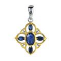 Charming Rhodium and Gold Plated 925 Silver Jewelry Natural Sapphire Four Leaf Clover Pendant for Women Birthday Gift