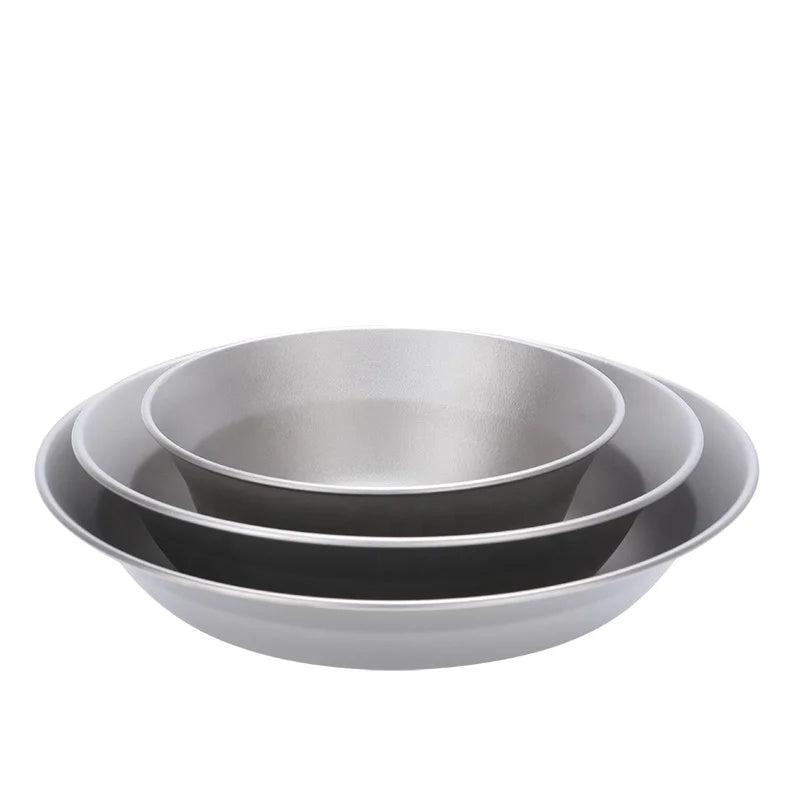 Outdoor Camping Tableware Cookware Hiking Backpacking Titanium Pan Camping Pan Dish Dinner Frying Pan BBQ Fruit Plate