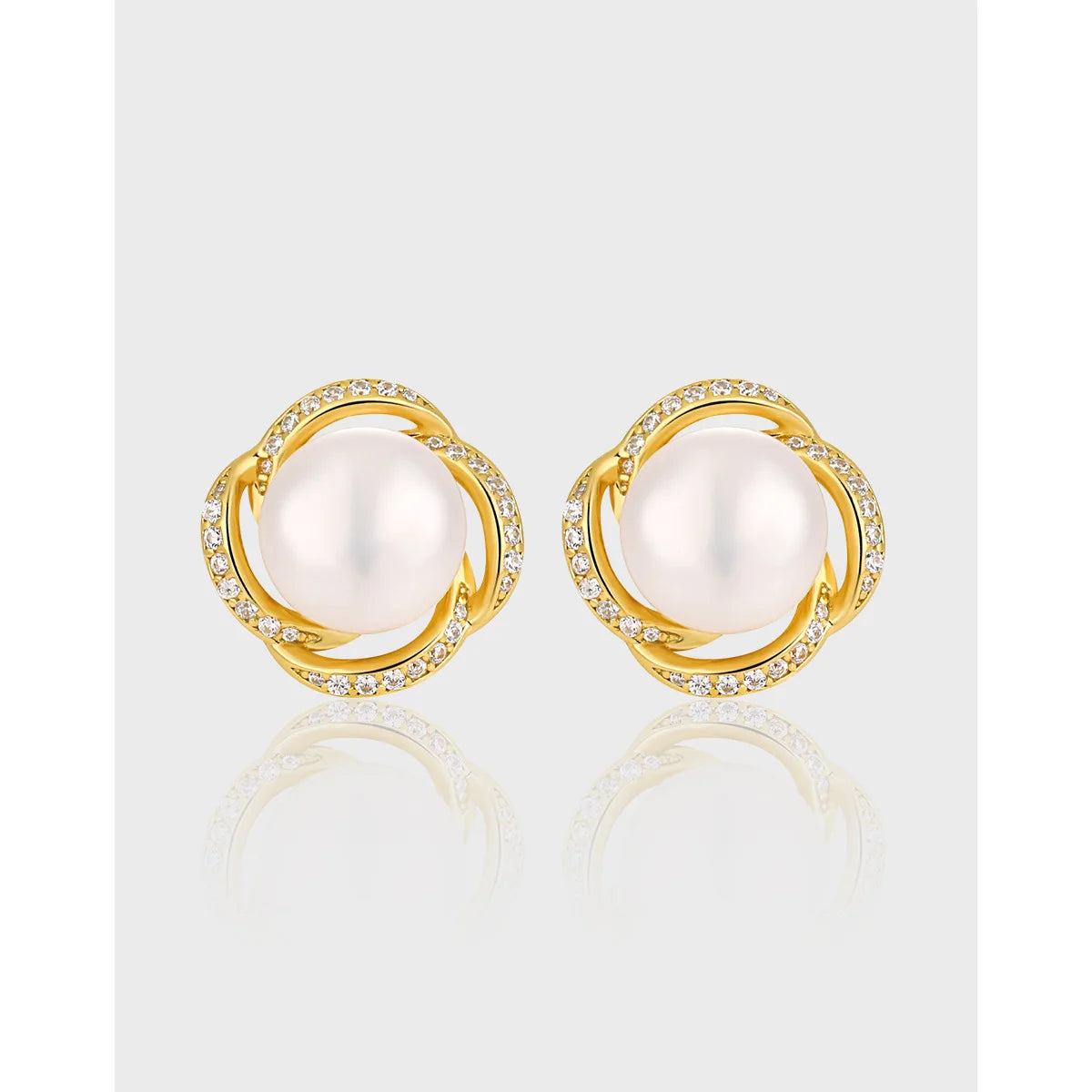 2024 New 925 Sterling Silver Fancy Flower Zircon Pearl Charm Stud Earrings for Girls