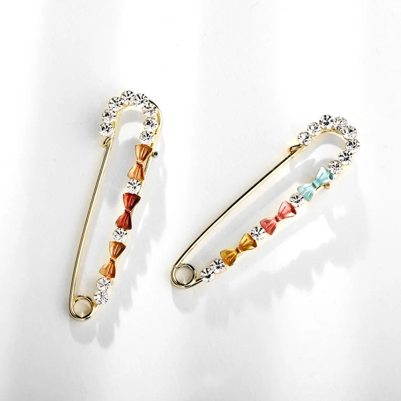 Joyas Fashion Jewelry Rhinestone Colorful Bow Luxury Brooches Pins for Women