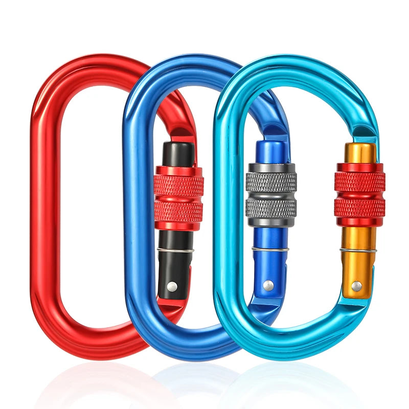 JRSGS Wholesale 25KN Outdoor Logo and Color Round Shaped Climbing Snap Hook Aluminum Carabiner Hooks SGM7108B