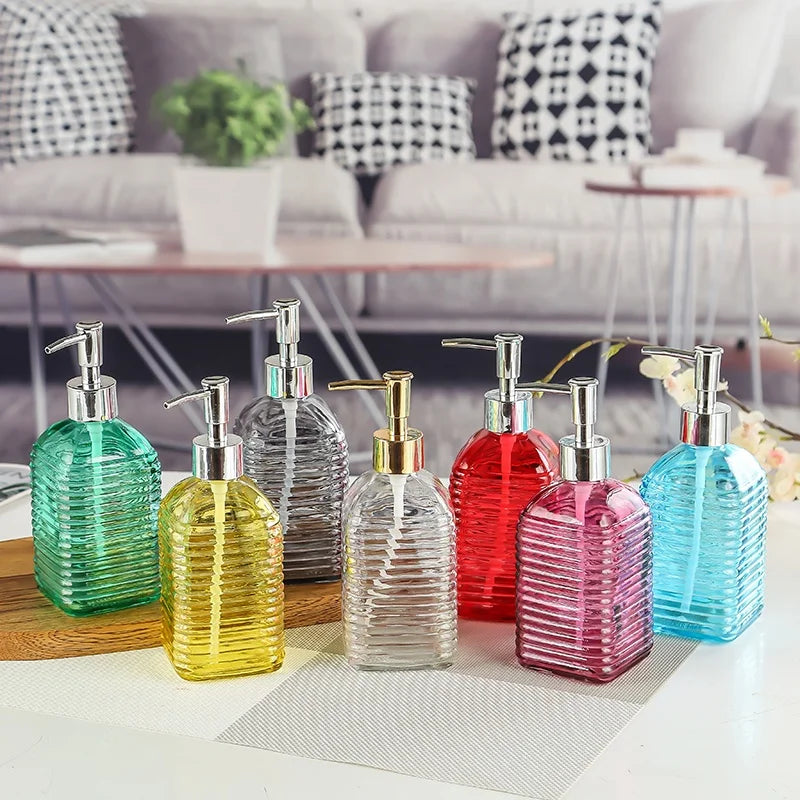 Luxury Glass Liquid Soap Pump Bottle 500 ml Dispenser Bottles for Body Wash Hand Soap Empty Shampoo Lotion Bottles