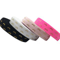 4 Colors 100 Yards Gold Foil Eyelash Print Fold Over Elastic Webbing 5/8" Eyelashes FOE Girls Hair Band Ribbon DIY Headwear