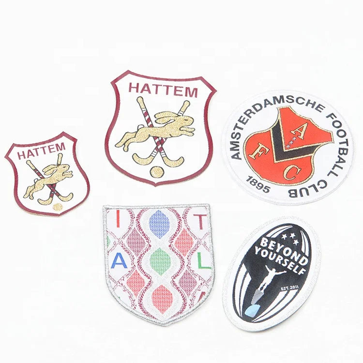 Gold Silver Metallic Thread Parches Maker Custom Logo Woven Patches for Sports Clothing