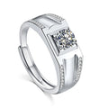XJZ049 Adjustable 925 Silver Plated Round Cut Moissanite Diamond Ring for Men Men's Ring Wedding Ring for Men Exquisite Jewelry