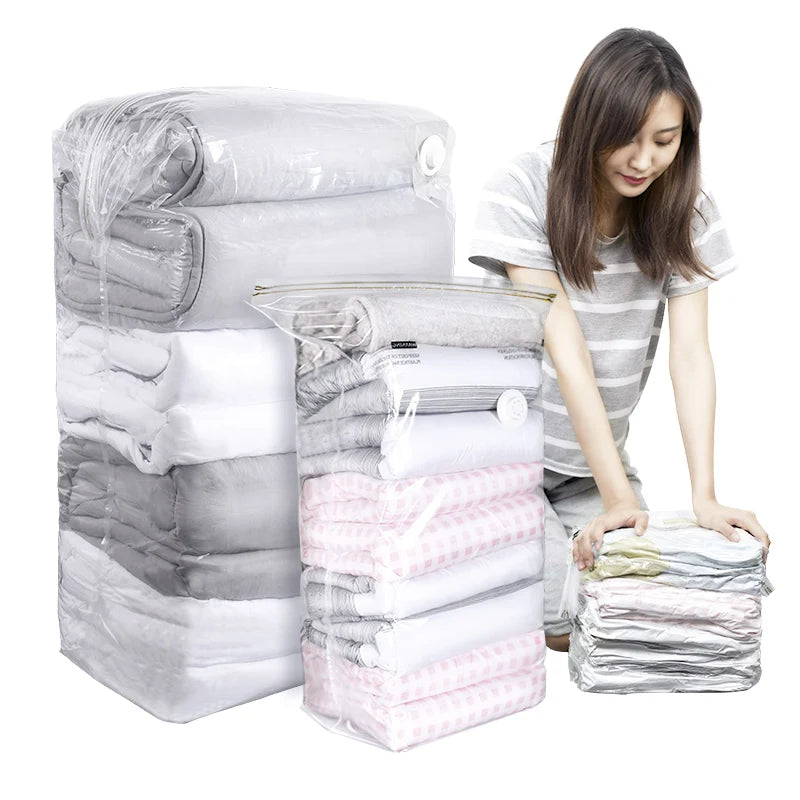 Eco-Friendly Transparent Plastic Vacuum Storage Bags Space Saver Clothing Compression Pump Bags for Packing Industrial Use