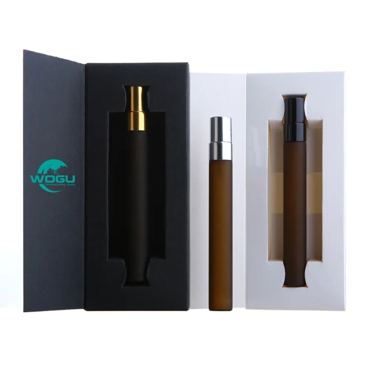 Fancy 10ml Thin Tall Fine Mist Cosmetic Packaging Small Portable Frosted Amber Perfume Spray Bottle Glass Perfume Bottles