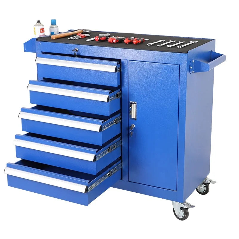 Multifunctional Warehouse Storage Tool Cabinet with Wheel and Handle Customizable OEM Door Storage Cart with Drawers