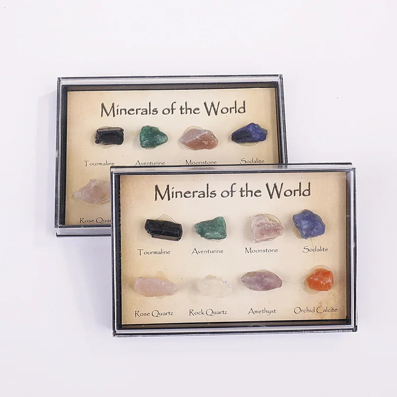 Earth Science Stone Collection Box Set Rocks Kit Natural 8 Pcs Love Gemstone Folk Art 5 Boxes Healing Energy Lucky JSY Jewelry