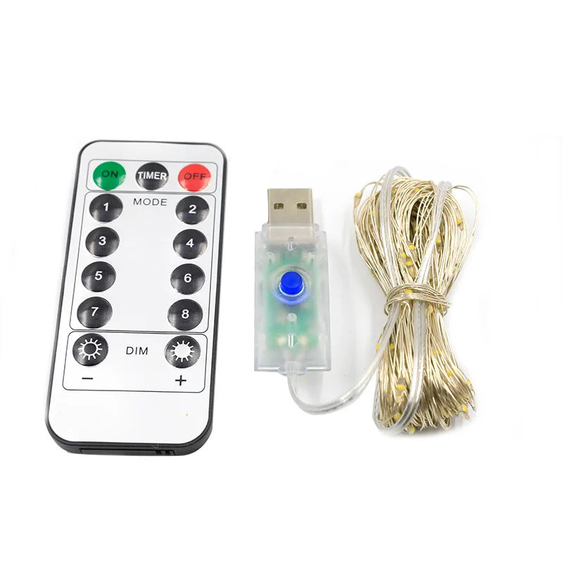 USB Remote Control Fairy Lights Outdoor Garden Copper Wire DIY Christmas Lights Waterproof for Garden Yard Camping Patio