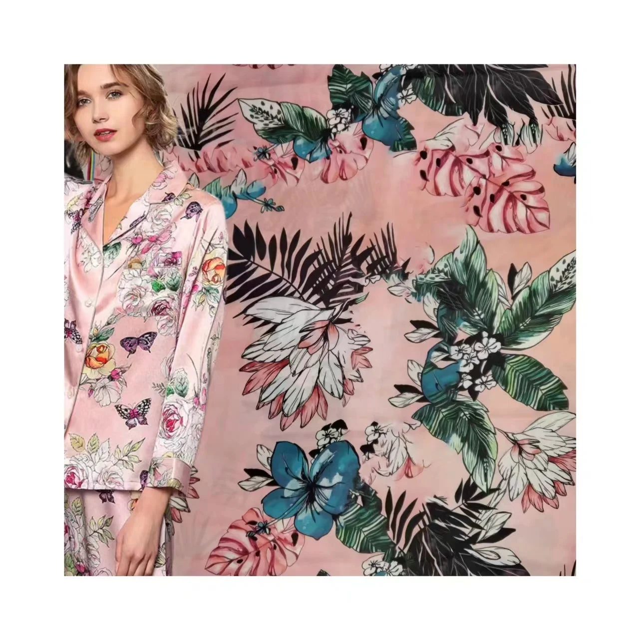 OEM Custom Design Soft 100% Polyester 75D DTY Flower Wedding Bridal Digital Print Satin Fabrics for Dress
