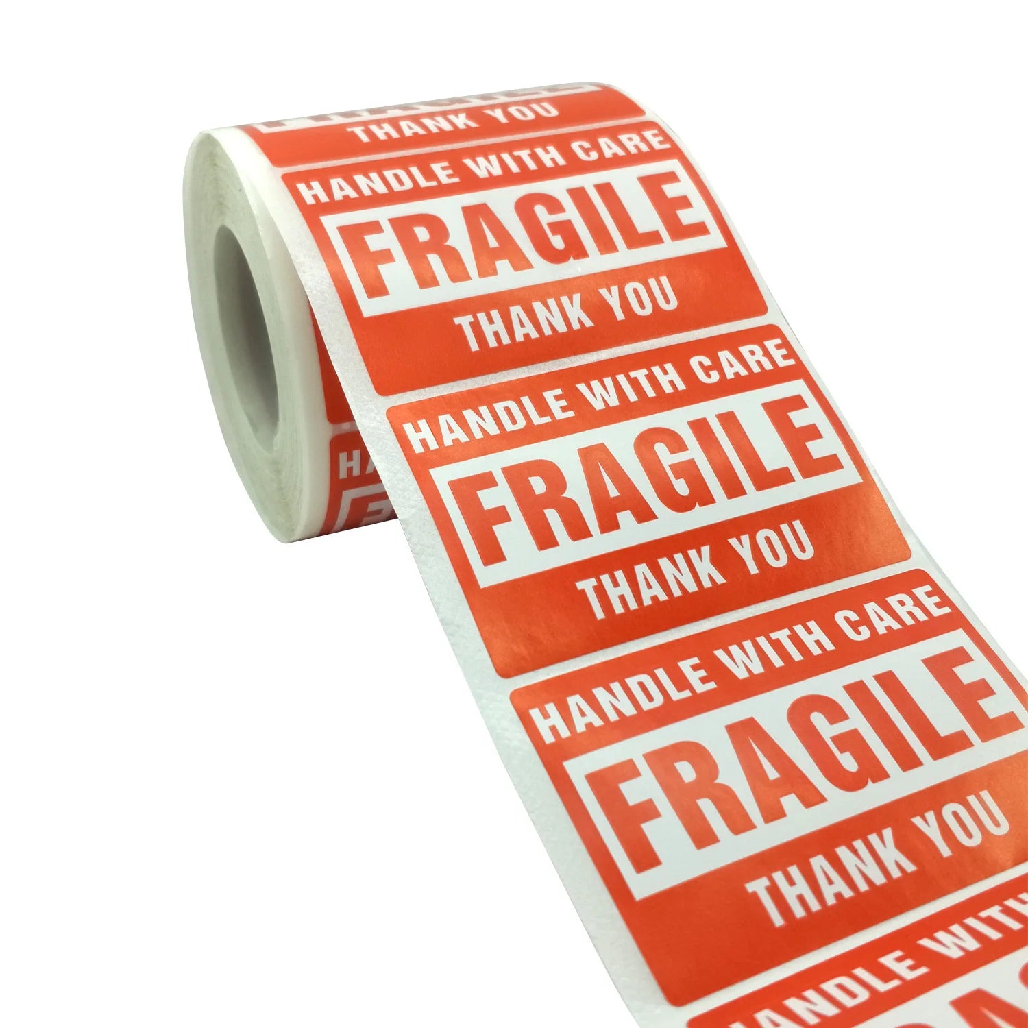 Handle Care Fragile Warning Sticker Labels Custom Waterproof Glossy Lamination CMYK Self Adhesive Vinyl/Paper Material Custom
