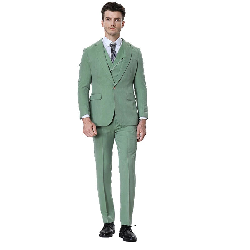MOQ One Set Men's Wear 3-piece Men's Suits Solid Color Fashion Slim Suit Jacket Suit Single Button Formal Coat Suite for Men MegaBDM