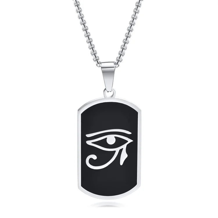 Wholesale Stainless Steel Horus Eye Geometric Charm Necklace Jewelry Men