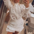 Fashion Suit Female 2023 Summer New Embroidery Hollow Long-Sleeved Shirt Ruffled Skirt Two-piece Suit