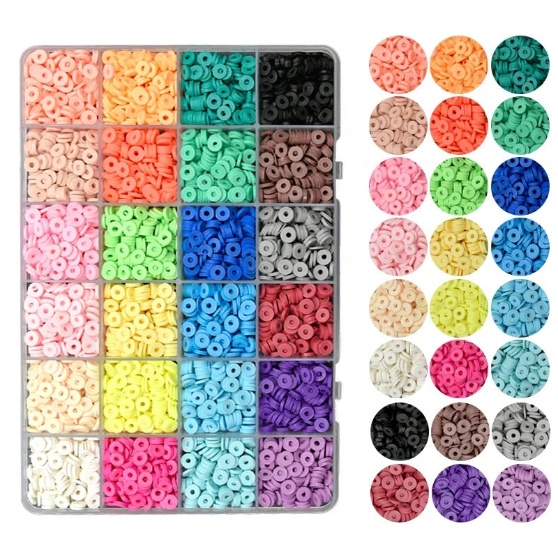 Hot Selling 4800 PCS Resin 6mm Polymer Clay Heishi 24 Colors DIY Beads Kit for Bracelets Making Handmade Accessories