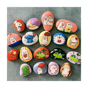 DIY Painting Stone Children's Handmade Painted Graffiti Stones Flat Pebbles in Slices3-5cm5-8cm8-10cm10-12cm12-14cm