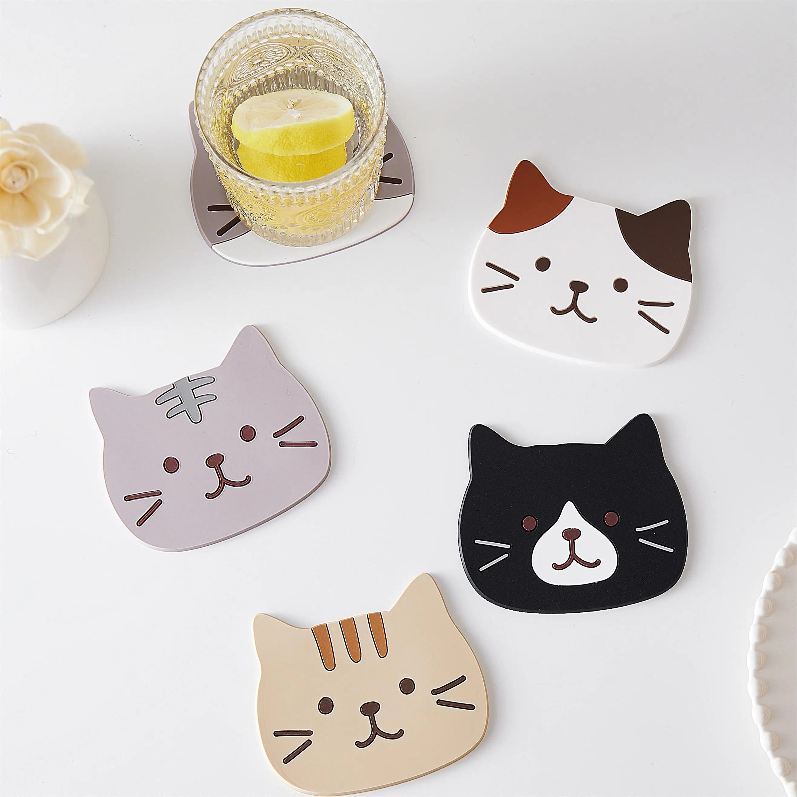 Tabletex Original Design Cartoon Cat Cup Coaster Household Lovely Table Coaster PVC Rubber Cup Mat for Home