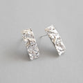 S925 Sterling Silver Statement Earrings Personality Irregular Fashion Stud Earrings Melted Pattern Texture Earrings Women