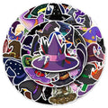 50pcs Witch Hat Waterproof PVC Graffiti Decorative Sticker Packs for Cup Bottle Notebook Luggage Laptop Skateboard