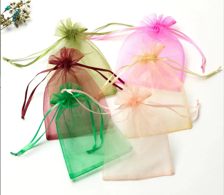 Hot Sale  Christmas Party Premium Sheer Organza Bags White Wedding Favor Bag With Drawstring