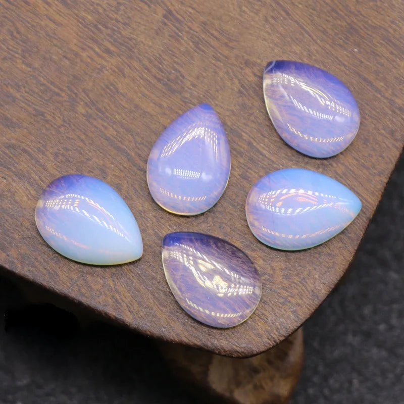 DIY Opalite Smooth Gemstone Flat Back Smooth Cabochons For Ring drop shape Plain Gemstone crystals
