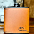 Luxury Design Personalized Flask Men Groomsmen Flasks Customized Christmas Gifts Stainless Steel Leather Flask Man