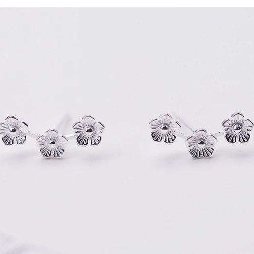 925 Sterling Silver Flower Stud Earrings for Women Elegant Wedding Jewelry Pendientes Mujer Moda 2022 Brincos